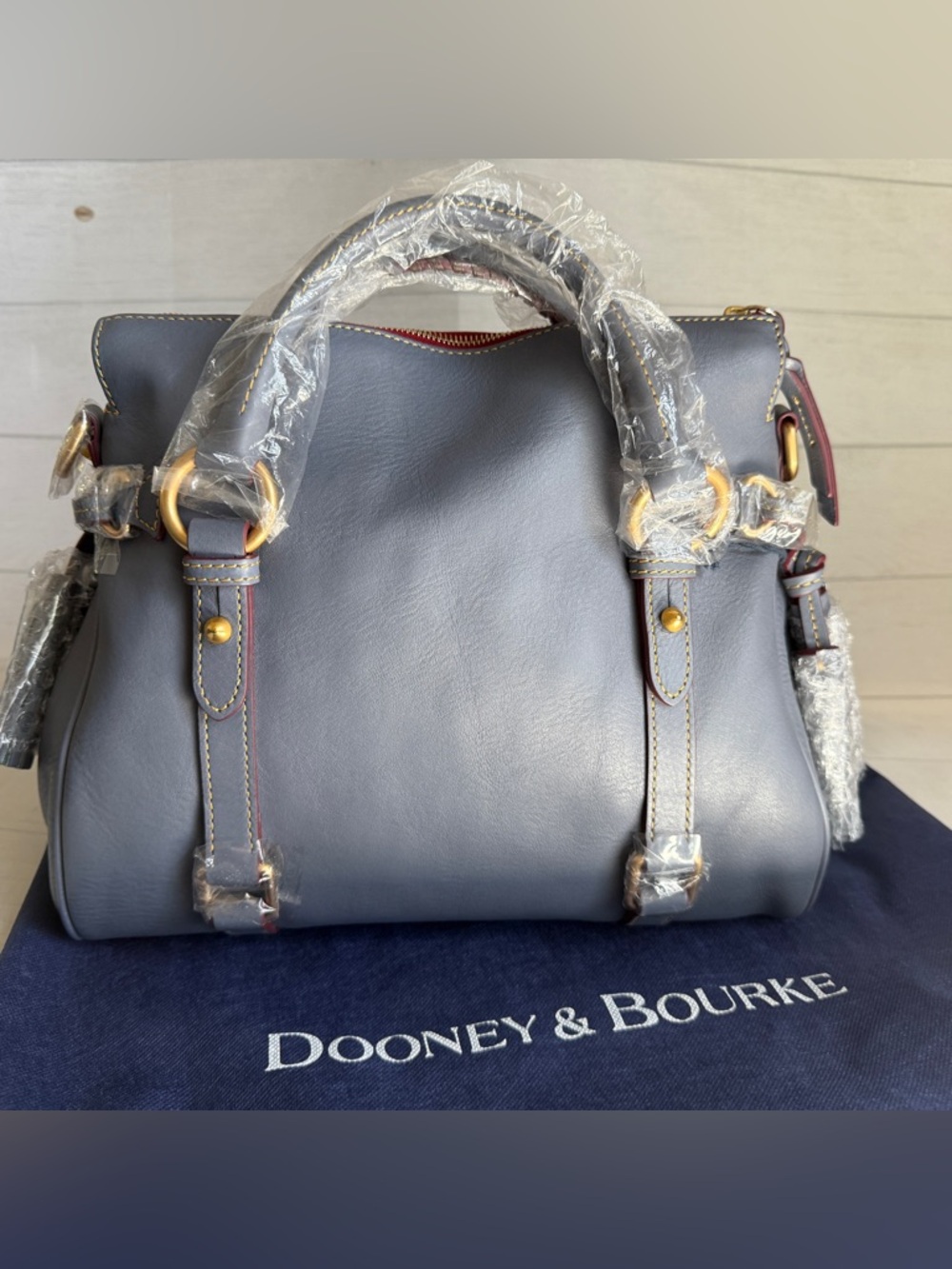 Dooney and Bourke Small Florentine Satchel in Steel Blue - Picture 3 of 15